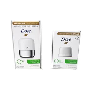 Dove Refillable Deodorant and 2 Pack Refill Cucumber and Green Tea